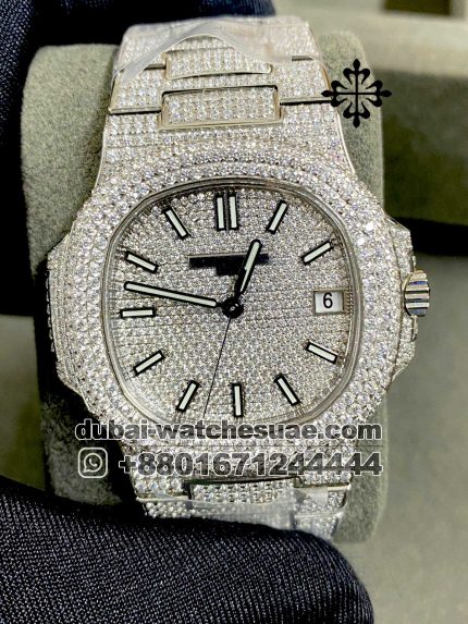 Patek Philippe Iced out Date 40 mm Replica Watches in Kuwait