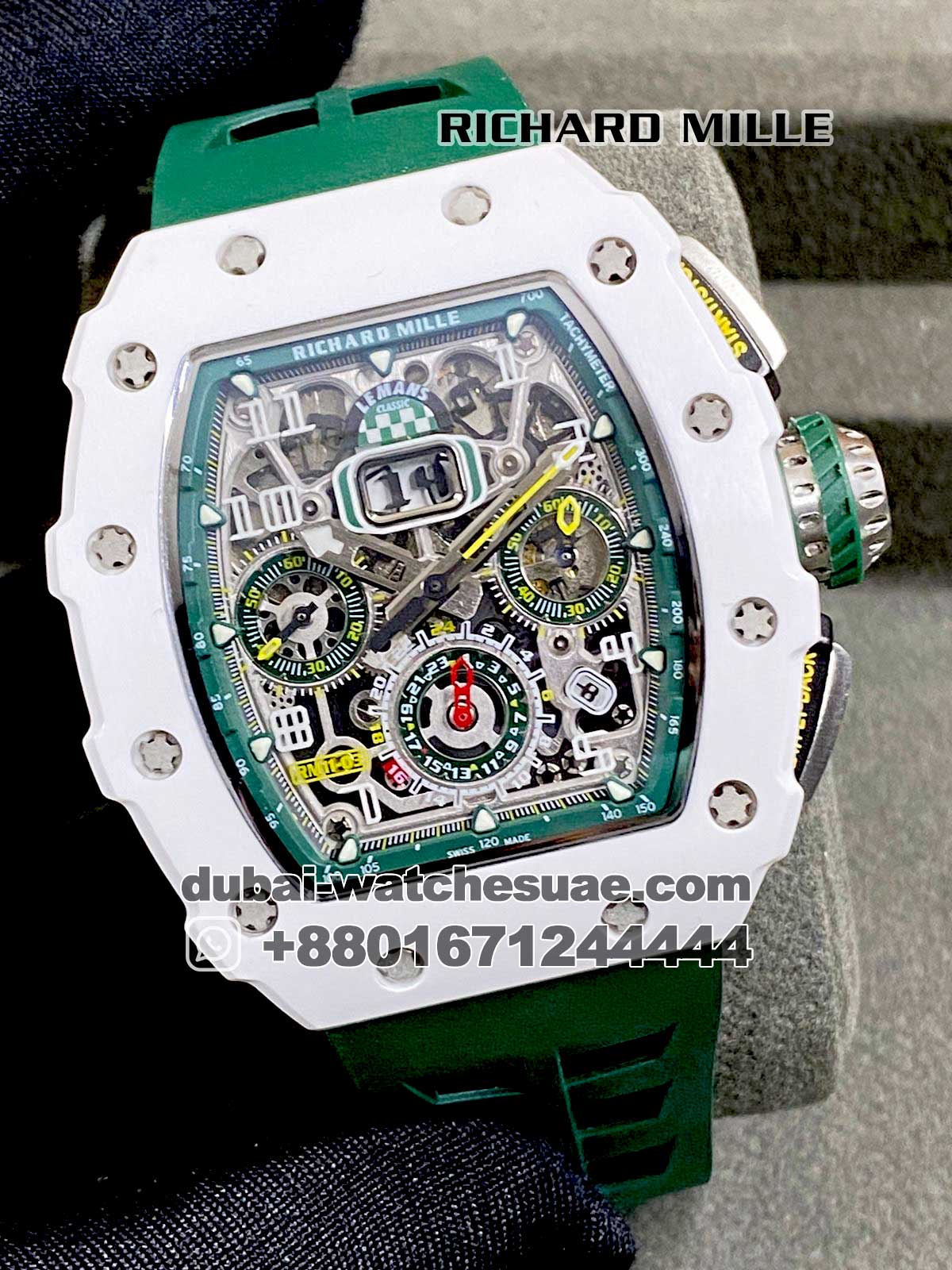 Richard Mille RM 011 03 Green Strap Replica Watches in Kuwait